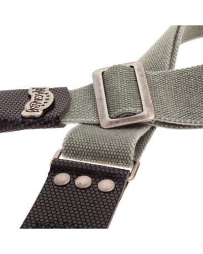 Guitar Strap Grey Cotton And Genuine Leather 5 Cm Twinkle Stripe SC Cotton Washed 