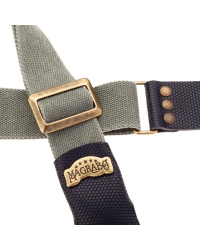 Guitar Strap Grey Cotton And Genuine Leather 5 Cm Twinkle Stripe SC Cotton Washed 