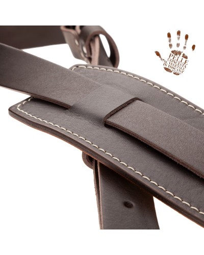 Guitar Strap Ebony Certified Vegetable Tanned Leather 2 Buckle Vintage VS Core 