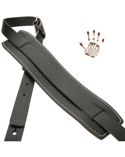 Guitar Strap Black Certified Vegetable Tanned Leather 2 Buckle Vintage VS Core 