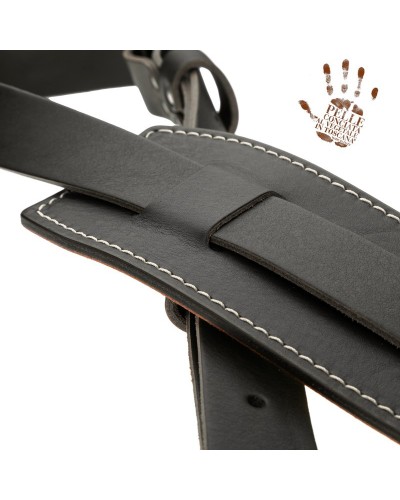 Guitar Strap Black Certified Vegetable Tanned Leather 2 Buckle Vintage VS Core 