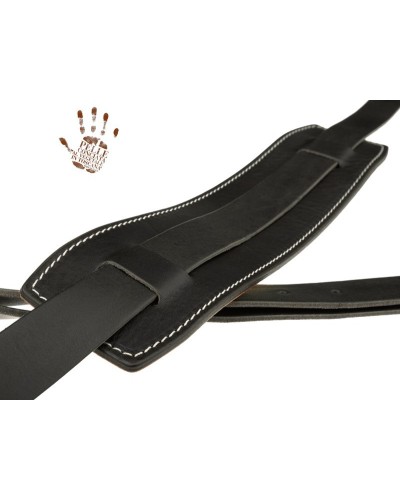 Guitar Strap Black Certified Vegetable Tanned Leather 2 Buckle Vintage VS Core 