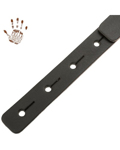 Guitar Strap Black Certified Vegetable Tanned Leather 2 Buckle Vintage VS Core 