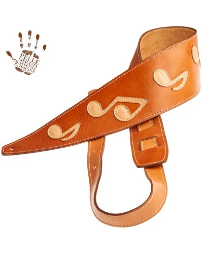 Guitar Strap Naturale Certified Vegetable Tanned Leather 10 Cm Holes HS Stone Washed 