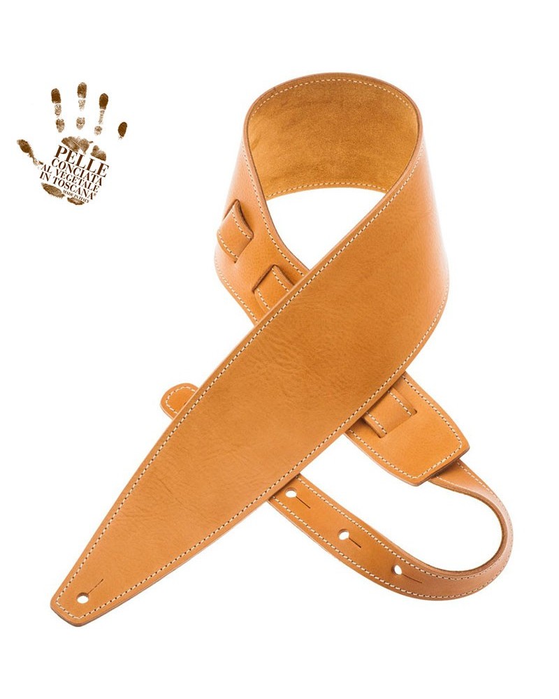 Guitar Strap Brown Certified Vegetable Tanned Leather 10 Cm Holes HS Core