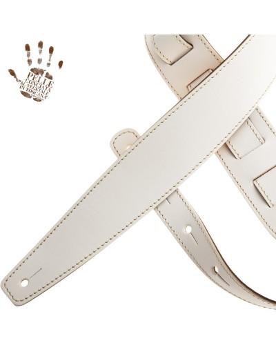 Guitar Strap White Genuine Leather 6 Cm Holes HS Core