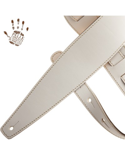 Guitar Strap White Genuine Leather 8 Cm Holes HS Core