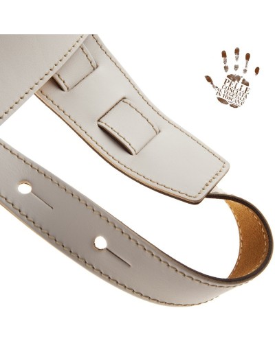 Guitar Strap White Genuine Leather 8 Cm Holes HS Core