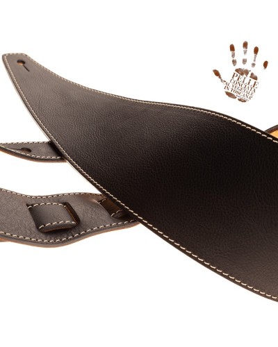 Guitar Strap Black Certified Vegetable Tanned Leather 10 Cm Holes HS Core