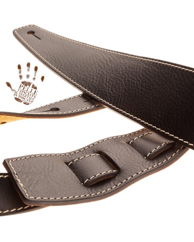 Guitar Strap Black Certified Vegetable Tanned Leather 6 Cm Holes HS Core