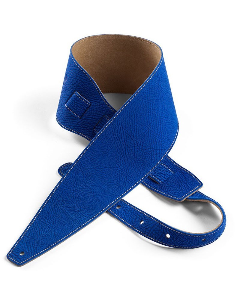 Guitar Strap Blu Genuine Leather 10 Cm Holes HS Texture