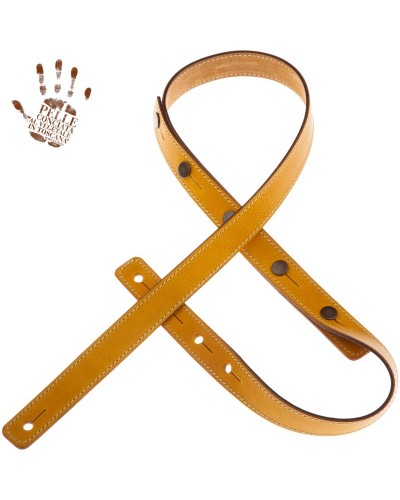 Guitar Strap Yellow Certified Vegetable Tanned Leather 2.7 Cm Capitan Fede Buttons BS Core