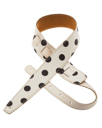 Guitar Strap White Genuine Leather 6 Cm Holes HS Print