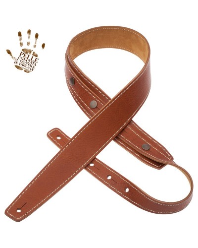 Guitar Strap Brown Certified Vegetable Tanned Leather 5 Cm Buttons BS Core