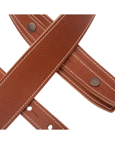 Guitar Strap Brown Certified Vegetable Tanned Leather 5 Cm Buttons BS Core