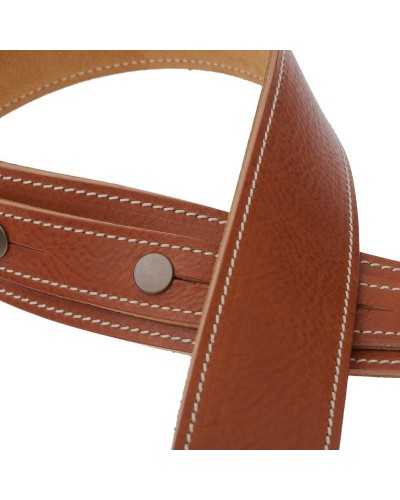 Guitar Strap Brown Certified Vegetable Tanned Leather 5 Cm Buttons BS Core