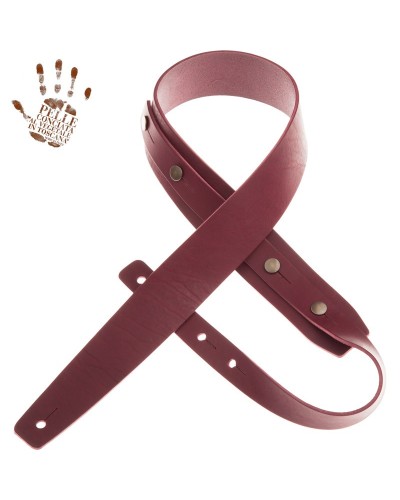 Guitar Strap Bordeaux Certified Vegetable Tanned Leather 5 Cm Buttons BC Core