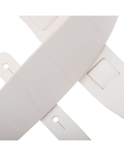 Guitar Strap White Certified Vegetable Tanned Leather 8 Cm Holes HC Core