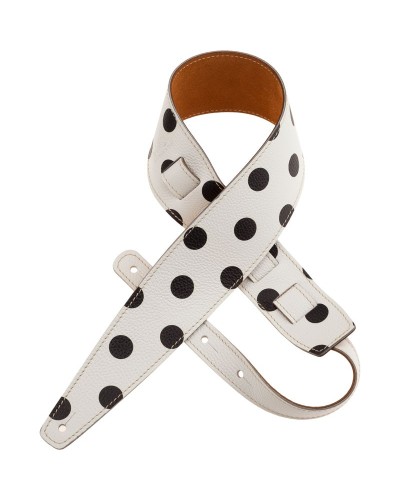 Guitar Strap White Genuine Leather 8 Cm Holes HS Print