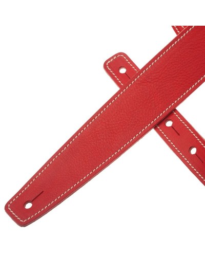 Guitar Strap Red Certified Vegetable Tanned Leather 5 Cm Buttons BS Core