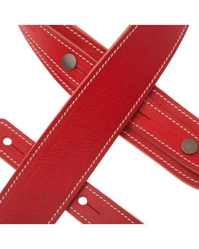 Guitar Strap Red Certified Vegetable Tanned Leather 5 Cm Buttons BS Core