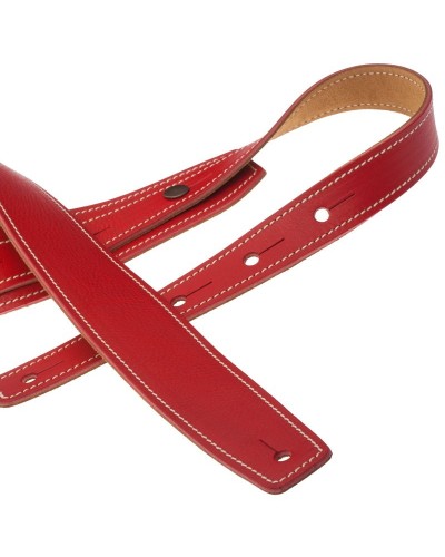 Guitar Strap Red Certified Vegetable Tanned Leather 5 Cm Buttons BS Core