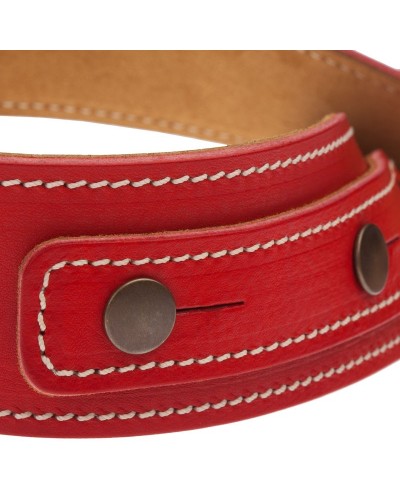 Guitar Strap Red Certified Vegetable Tanned Leather 5 Cm Buttons BS Core