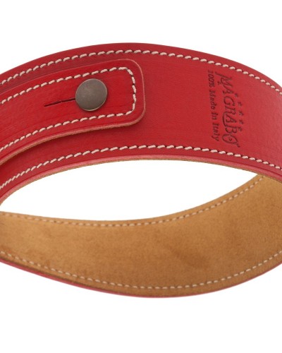 Guitar Strap Red Certified Vegetable Tanned Leather 5 Cm Buttons BS Core