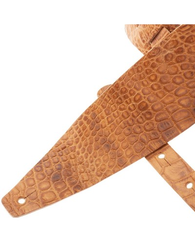 Guitar Strap Brown Certified Vegetable Tanned Leather 10 Cm Cocco Pros Holes HC Embossed