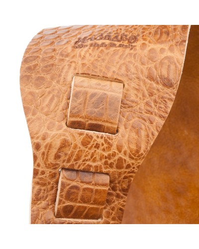 Guitar Strap Brown Certified Vegetable Tanned Leather 10 Cm Cocco Pros Holes HC Embossed