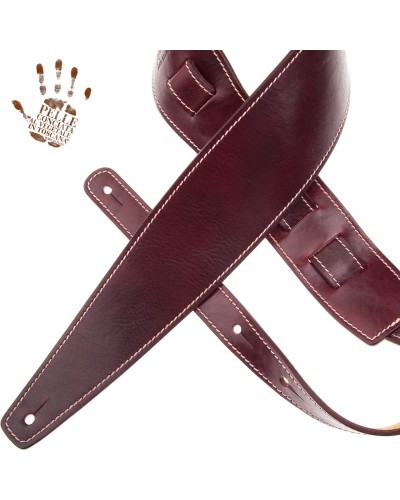 Guitar Strap Bordeaux Certified Vegetable Tanned Leather 8 Cm Holes HS Stone Washed