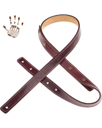 Guitar Strap Bordeaux Certified Vegetable Tanned Leather 2.7 Cm Capitan Fede Buttons BS Stone Washed