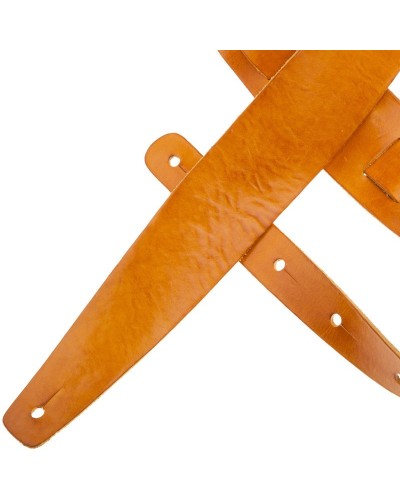 Guitar Strap Yellow Certified Vegetable Tanned Leather 6 Cm Holes HC Stone Washed