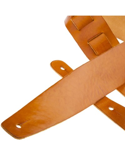 Guitar Strap Yellow Certified Vegetable Tanned Leather 6 Cm Holes HC Stone Washed