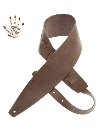 Guitar Strap Grey Certified Vegetable Tanned Leather 10 Cm Holes HC Core