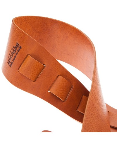 Guitar Strap Brown Certified Vegetable Tanned Leather 8 Cm Holes HC Core