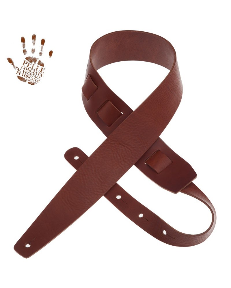 Guitar Strap Brown Certified Vegetable Tanned Leather 6 Cm Holes HC Core