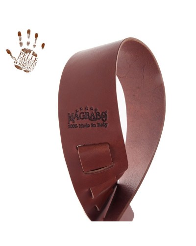 Guitar Strap Brown Certified Vegetable Tanned Leather 6 Cm Holes HC Core