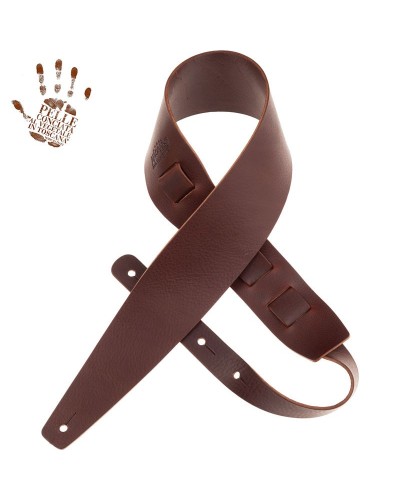 Guitar Strap Brown Certified Vegetable Tanned Leather 8 Cm Holes HC Core