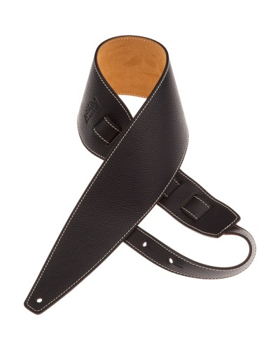 Guitar Strap Black Genuine Leather 10 Cm Holes HS Colors