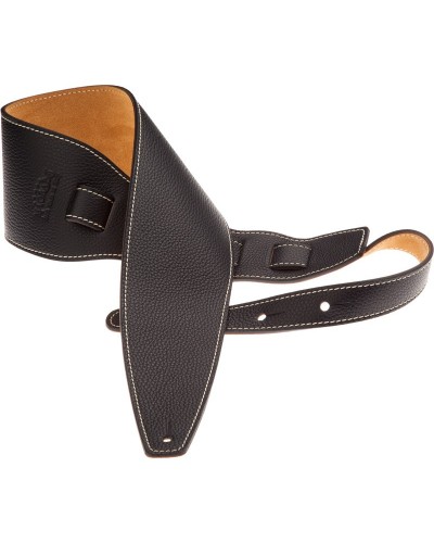 Guitar Strap Black Genuine Leather 10 Cm Holes HS Colors