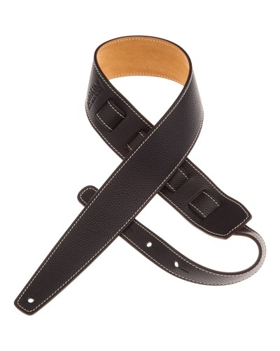 Guitar Strap Black Genuine Leather 6 Cm Holes HS Colors