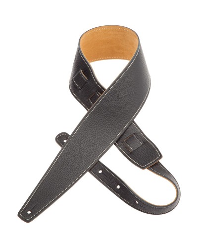 Guitar Strap Black Genuine Leather 8 Cm Holes HS Colors