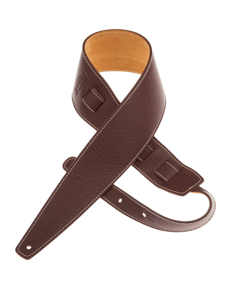 Guitar Strap Brown Genuine Leather 8 Cm Holes HS Colors