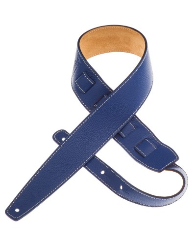 Guitar Strap Blu Genuine Leather 6 Cm Holes HS Colors