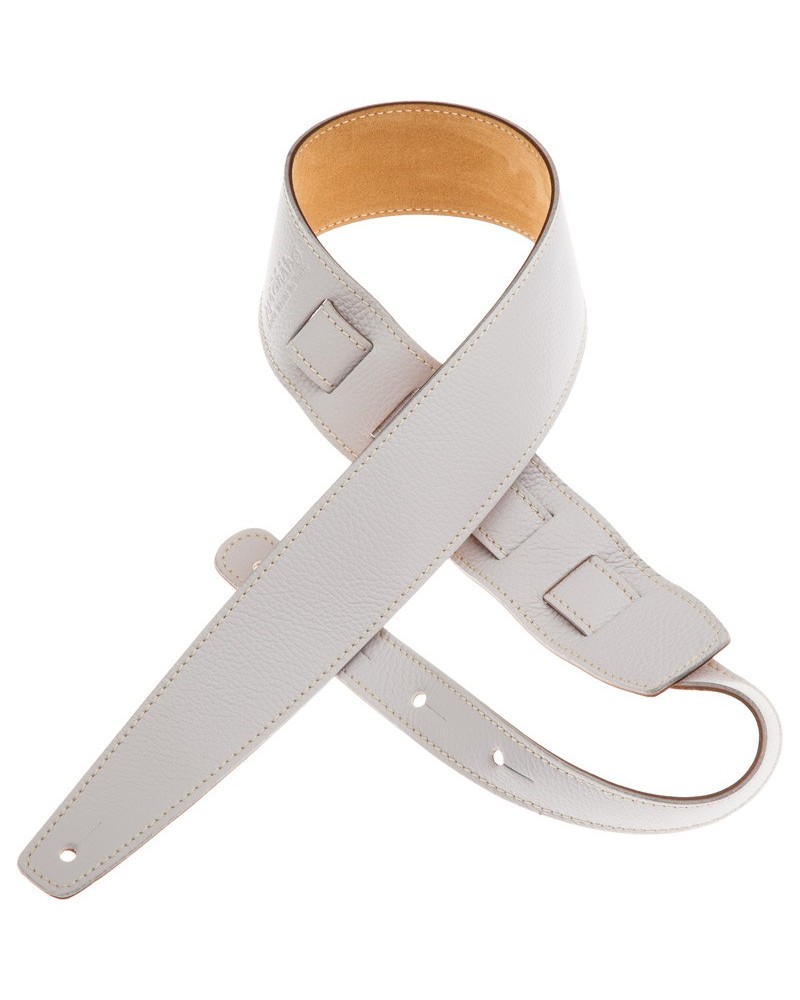 Guitar Strap White Genuine Leather 6 Cm Holes HS Colors