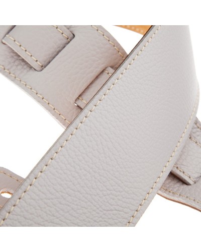 Guitar Strap White Genuine Leather 6 Cm Holes HS Colors