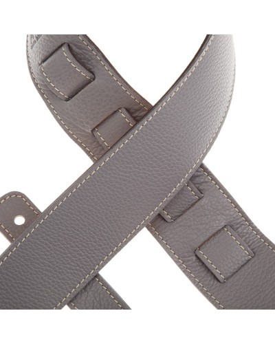 Guitar Strap Grey Genuine Leather 6 Cm Holes HS Colors