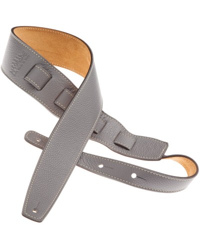 Guitar Strap Grey Genuine Leather 6 Cm Holes HS Colors