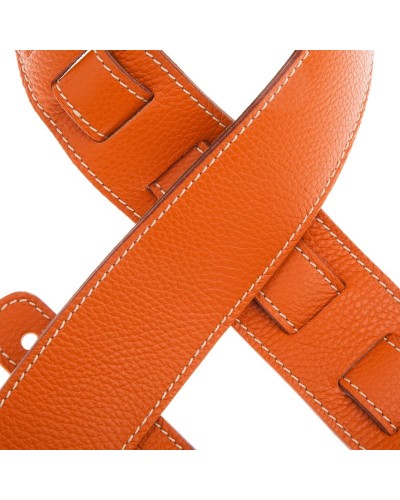 Guitar Strap Orange Genuine Leather 6 Cm Holes HS Colors